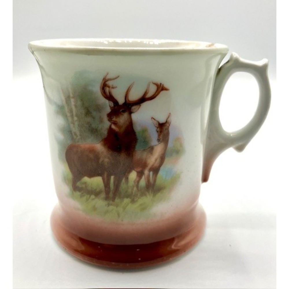 Transfer Ware Ceramic Mug‎ Elk Motif Stag & Doe Vintage Made in Germany
